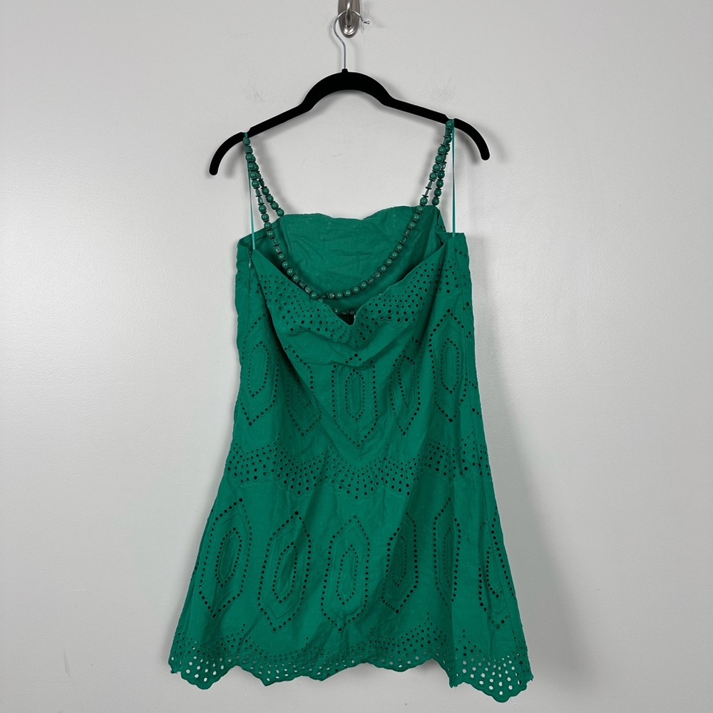HYACINTH HOUSE Green Eyelet Mini Ibiza Dress - Picture 6 of 9